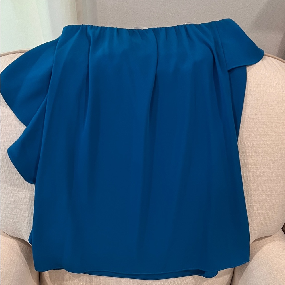 Amanda Uprichard Teal-Blue Strapless Ruffle Mini Dress - Picture 7 of 10
